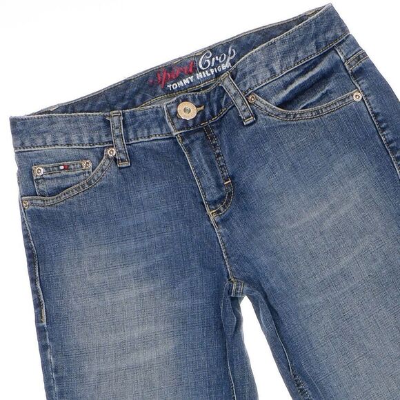Tommy Hilfiger Spirit Crop Jeans Size 4 Womens Cuff Blue Denim Measures 28x20.5 - Picture 2 of 12